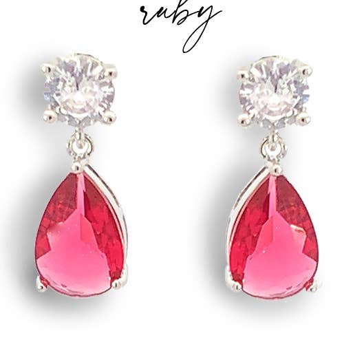 July birthstone pear drop earrings for wholesale by Amandine Jewelry