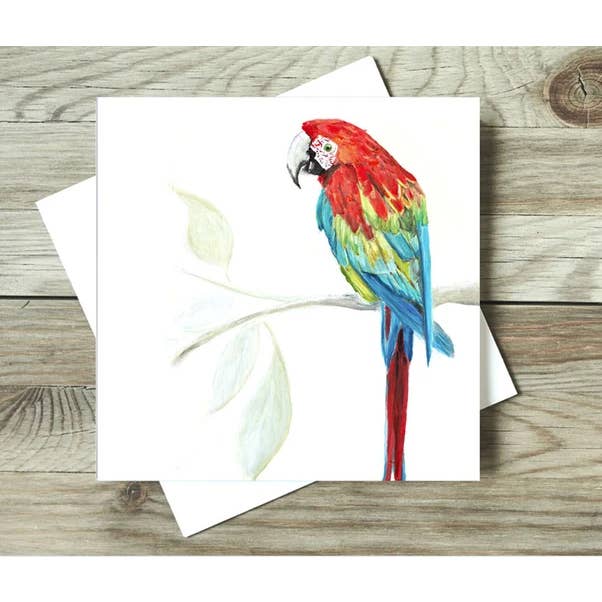 Red Parrot wenskaart (ruil) voor wholesale door Jane Haigh Country Art