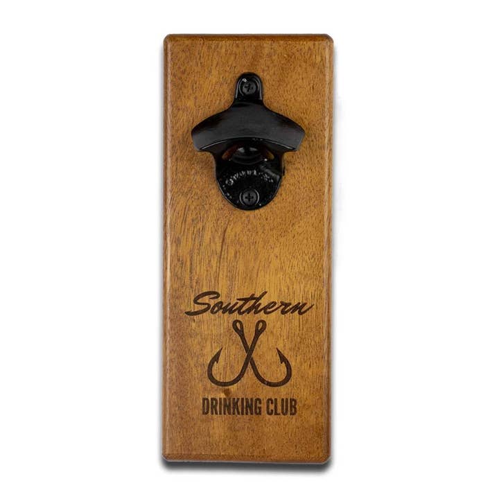 Magnetic Bottle Opener - Fish Camp - Mahogany for wholesale by Southern Drinking Club