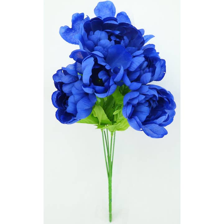 Tremont Floral Supplies - Wholesale Artificial Flowers - Peony Bush, Royal Blue