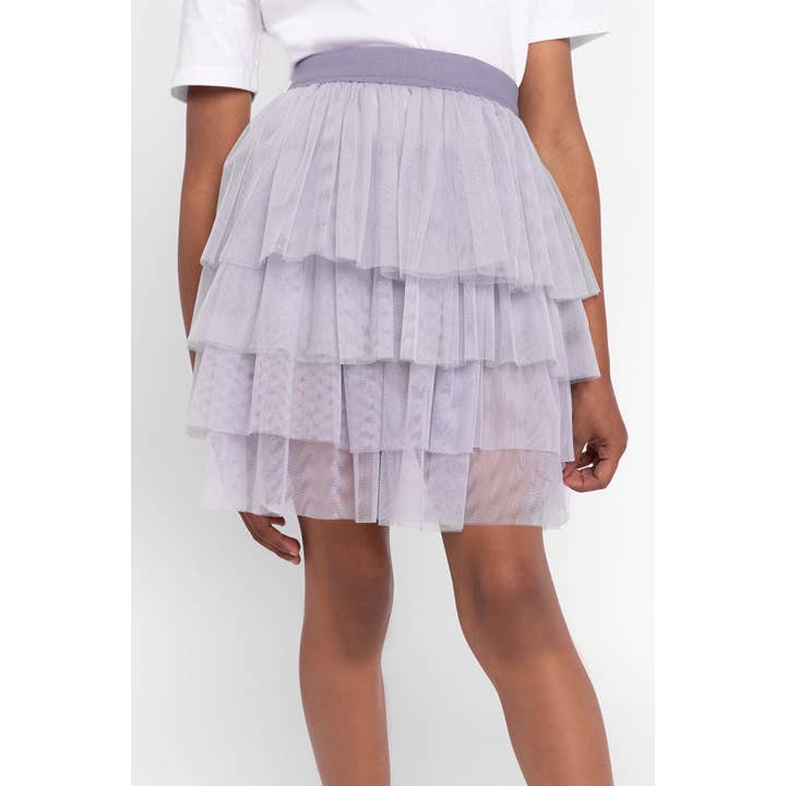 4-laags gelaagde tule rok - lichtgrijs mini voor wholesale door LĒ·LĀ·LŌ