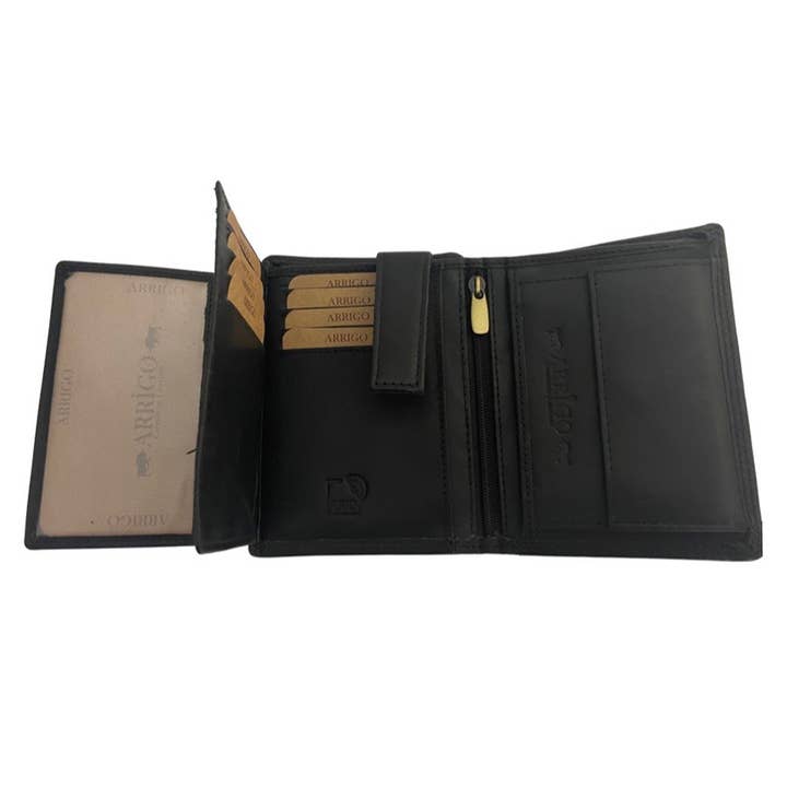 Arrigo - Vente Portefeuille – homme - Portefeuille homme en cuir de buffle - Portefeuille pliant - Protection RFID16