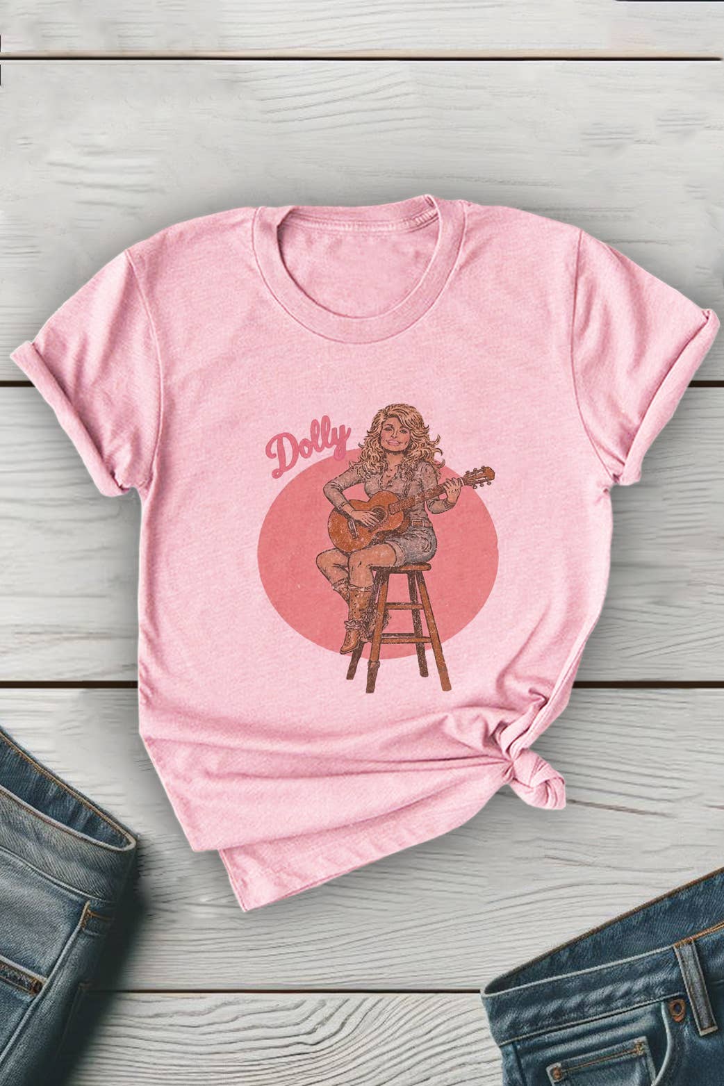 Top Avenue – wholesale Grafisk T-shirt - Unisex – Dolly-inspirerad country unisex t-shirt med rund hals5