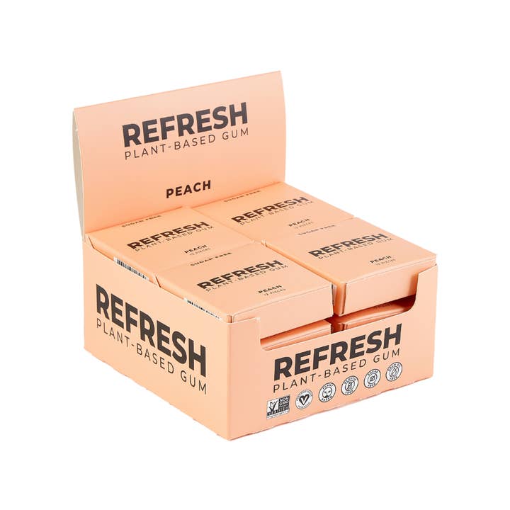 Refresh Gum - Wholesale Chewing Gum - Peach Gum (12 Pack)1