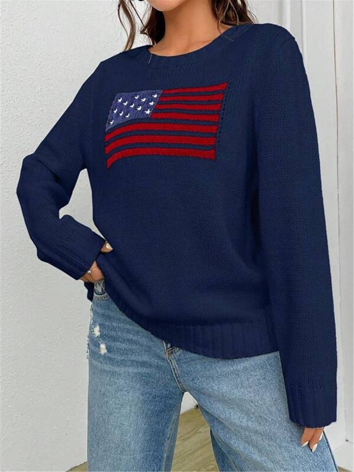 Rosa Clothing - Wholesale Knit Sweater - Women's - American Flag Knit Sweater8