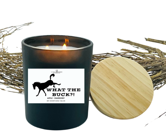 Lucky Horseshoe Candle Co. – Großhandel Kerze im Glas / gefüllte Kerze – What the Buck Soy Coconut Kerze, 10 Unzen, schwarzes Glasgefäß2