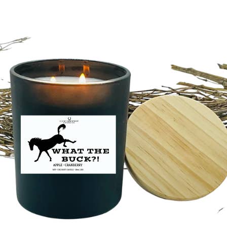 Lucky Horseshoe Candle Co. – Großhandel Kerze im Glas / gefüllte Kerze – What the Buck Soy Coconut Kerze, 10 Unzen, schwarzes Glasgefäß2
