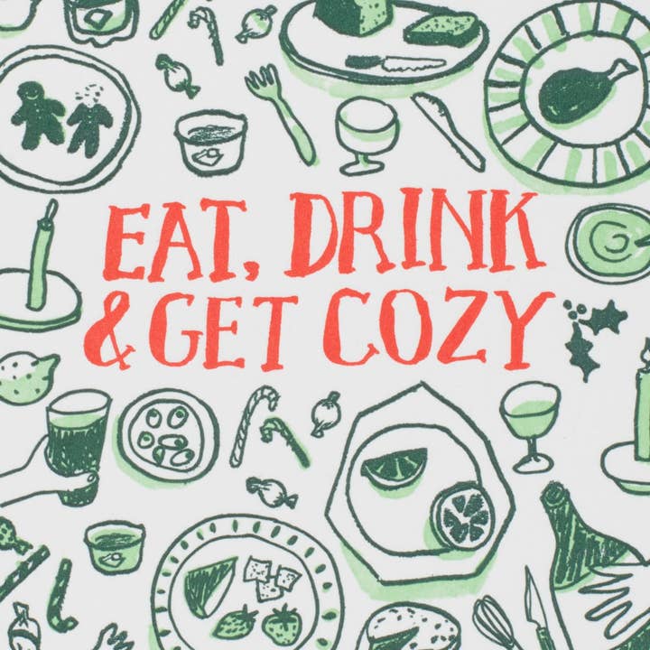 Egg Press Manufacturing - Wholesale Christmas Card - Eat, Drink & Get Cozy Christmas Letterpress Card by Egg Press