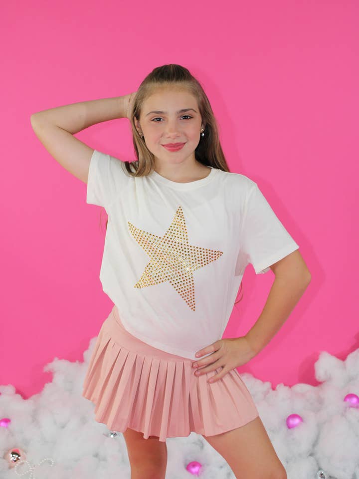 Maglietta con stella di strass - RAGAZZE ADOLESCENTI per la vendita all'ingrosso da parte di Paper Flower