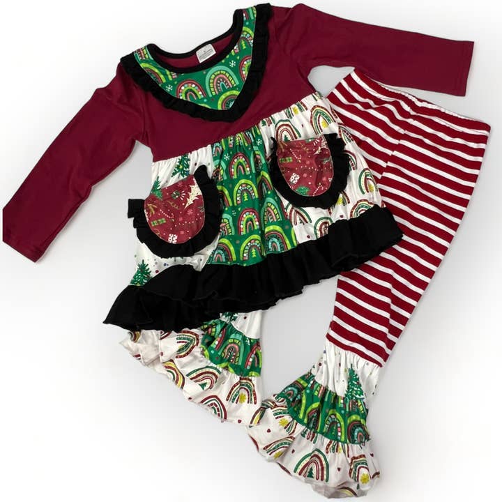 Costume de Noël à volants arc-en-ciel pour la vente par Smart Dressed Kids