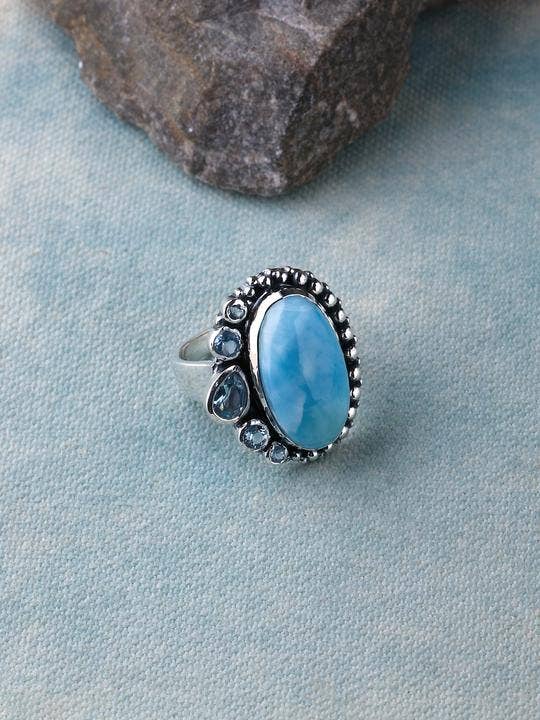 WHOLESALE 11PC 925 SOLID STERLING SILVER BLUE LARIMAR RING LOT O f561 