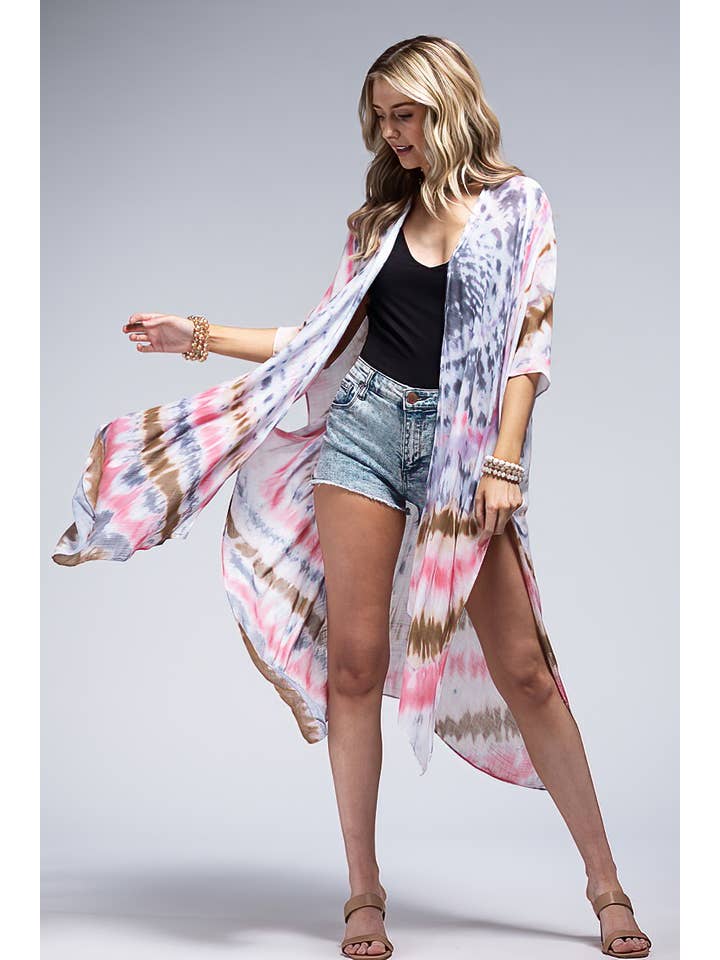 Rosa Multi Urbanista leichter Kimono mit sanftem Batikmuster für den Großhandel auf Faire2