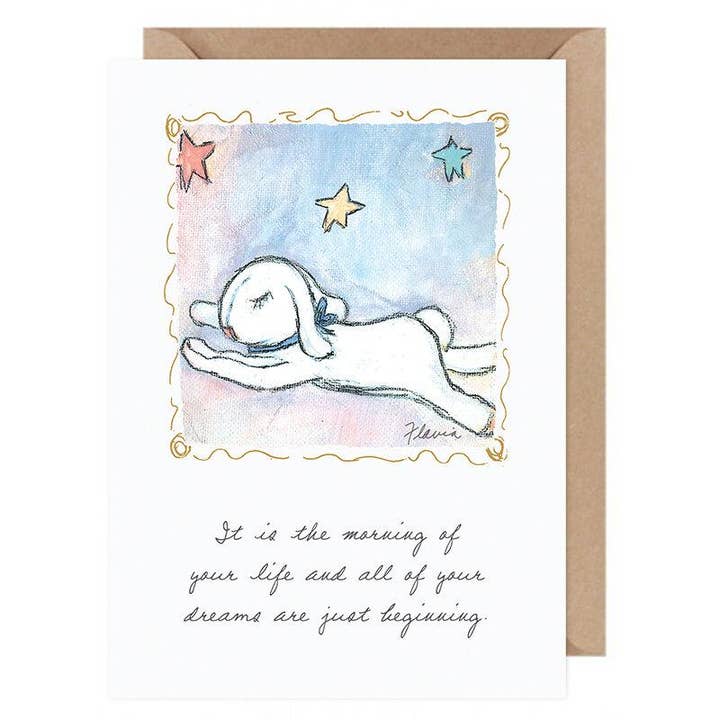 Dreams are Beginning ....Flavia Card by Flavia Weedn 100% Cotton Made in Switzerland 0003-2145 for wholesale by Flavia Art Studios