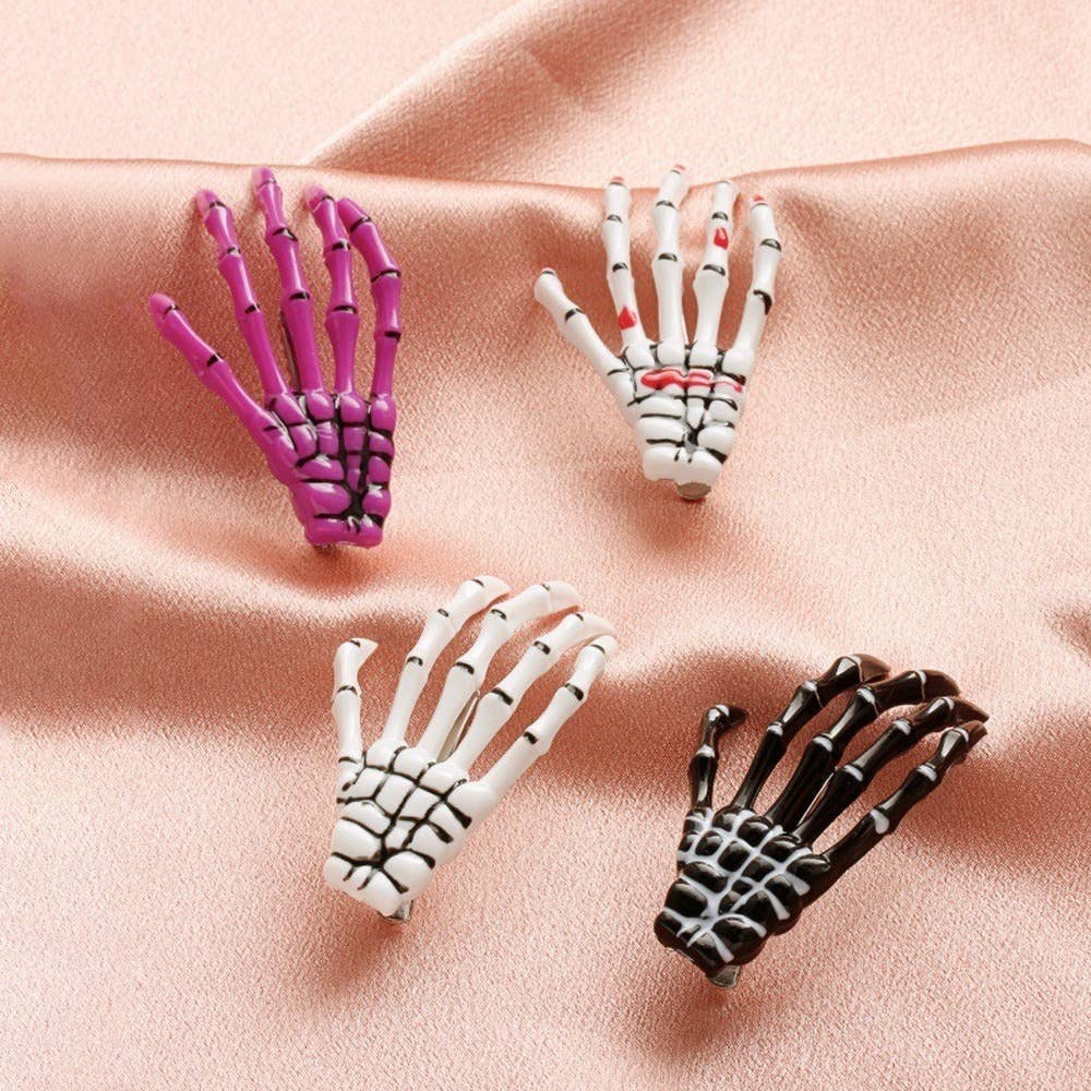 SALINA TRADING INC - Wholesale Hair Clip - Women's - Women Fashion Exaggerated Gothic Skull Hand Bone Blood Clip3