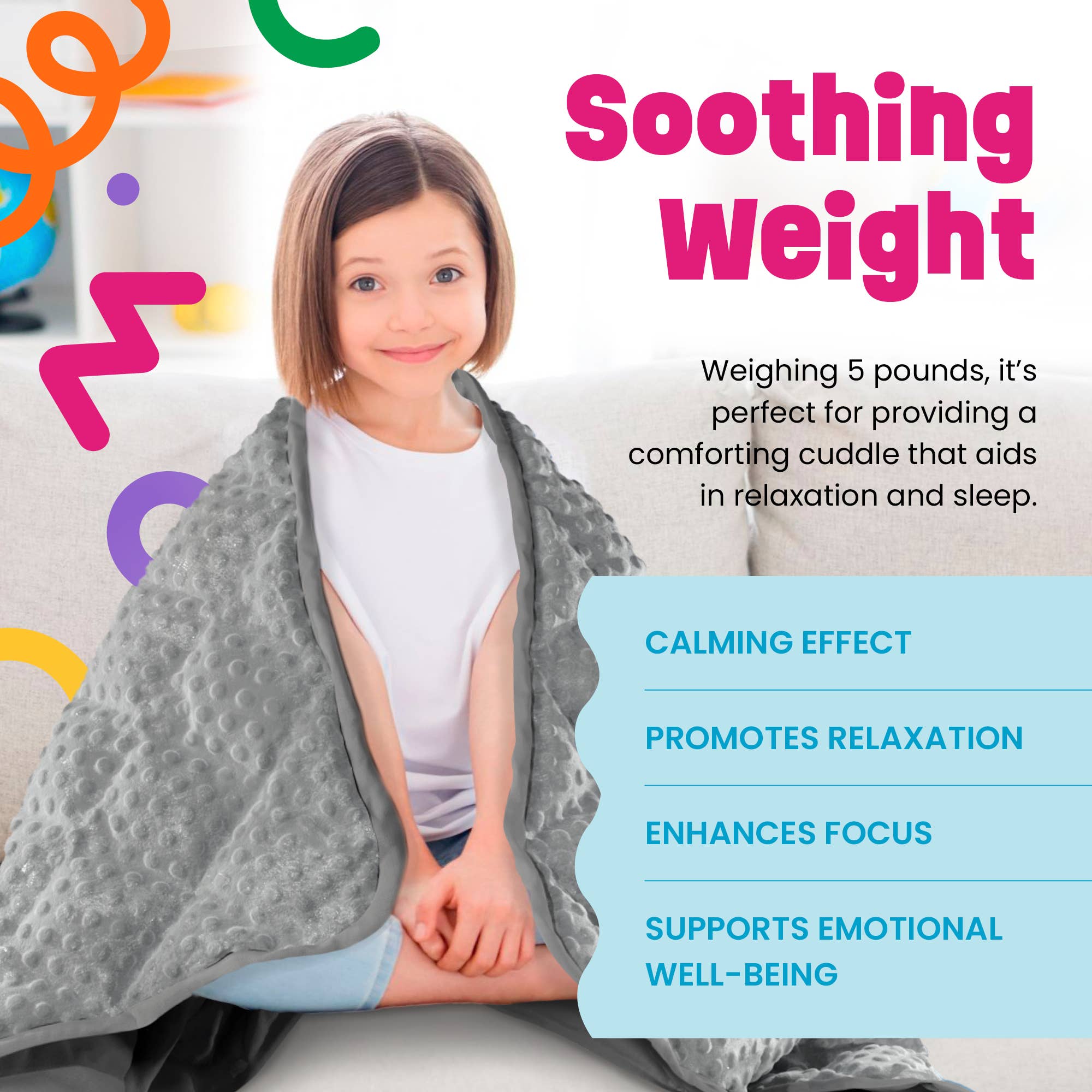 Prime Play - Wholesale Bedding Blanket - Kids & Baby - 5lb Child's Weighted Blanket - 36" x 48" Dotted Texture GREY4