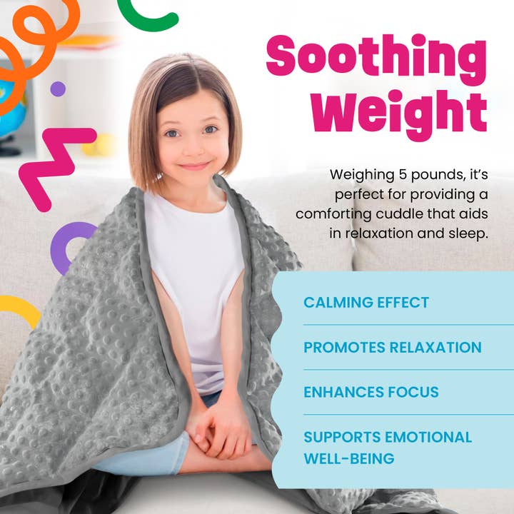 Prime Play - Wholesale Bedding Blanket - Kids & Baby - 5lb Child's Weighted Blanket - 36" x 48" Dotted Texture GREY4