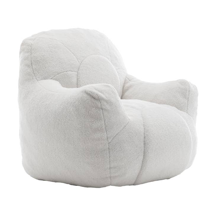 White Bean Bag Chair Sofa with Tufted Memory Foam Filling for wholesale on Faire12