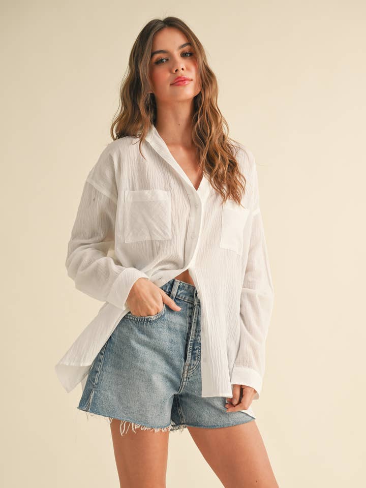 MIOU MUSE – wholesale Blus - Dam – T5235 BUTTONDOWN BASIC BOMULLSSKJORTOR5