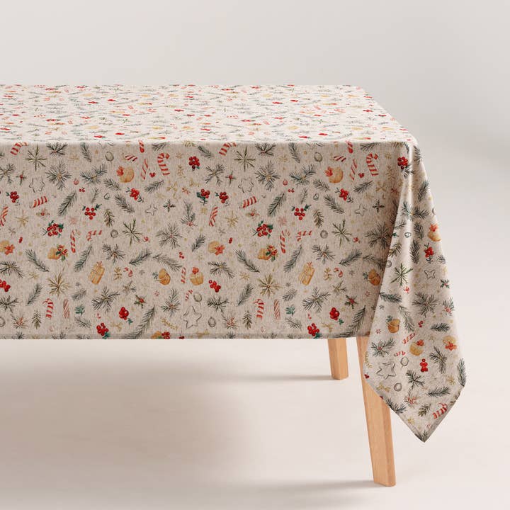 GAMUSI - Wholesale Tablecloth - CARMY soft linen Christmas jacquard tablecloth2