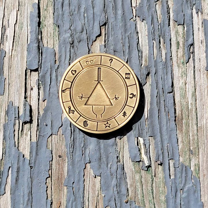 Quarter Press - Wholesale Keepsake Coin/Token - Bill Cipher Antique Gold Coin! Two-Sided1