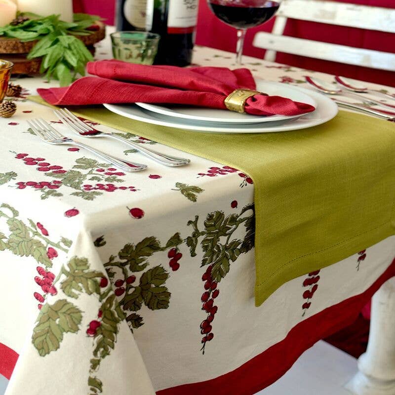 Caravan Home - Wholesale Tablecloth - Gooseberry Red & Green | French Tablecloths1