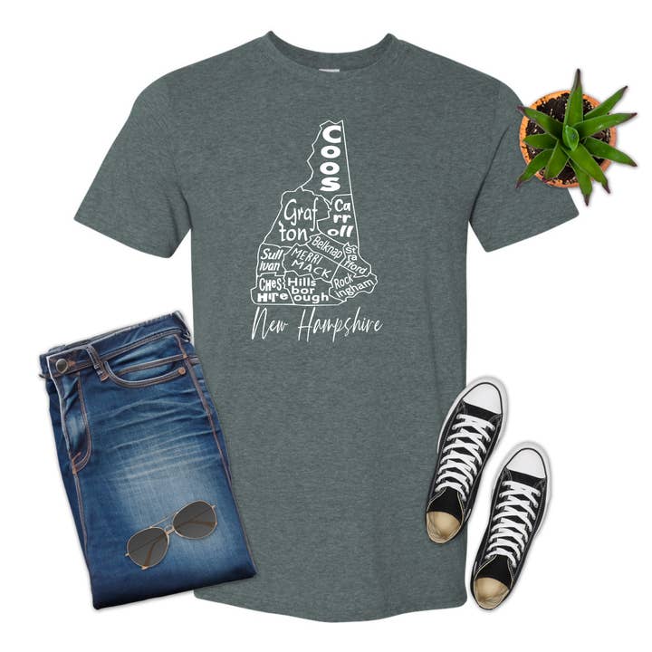 Camisa New Hampshire State County Map Map, T-shirt por atacado de 316 Legacy LLC