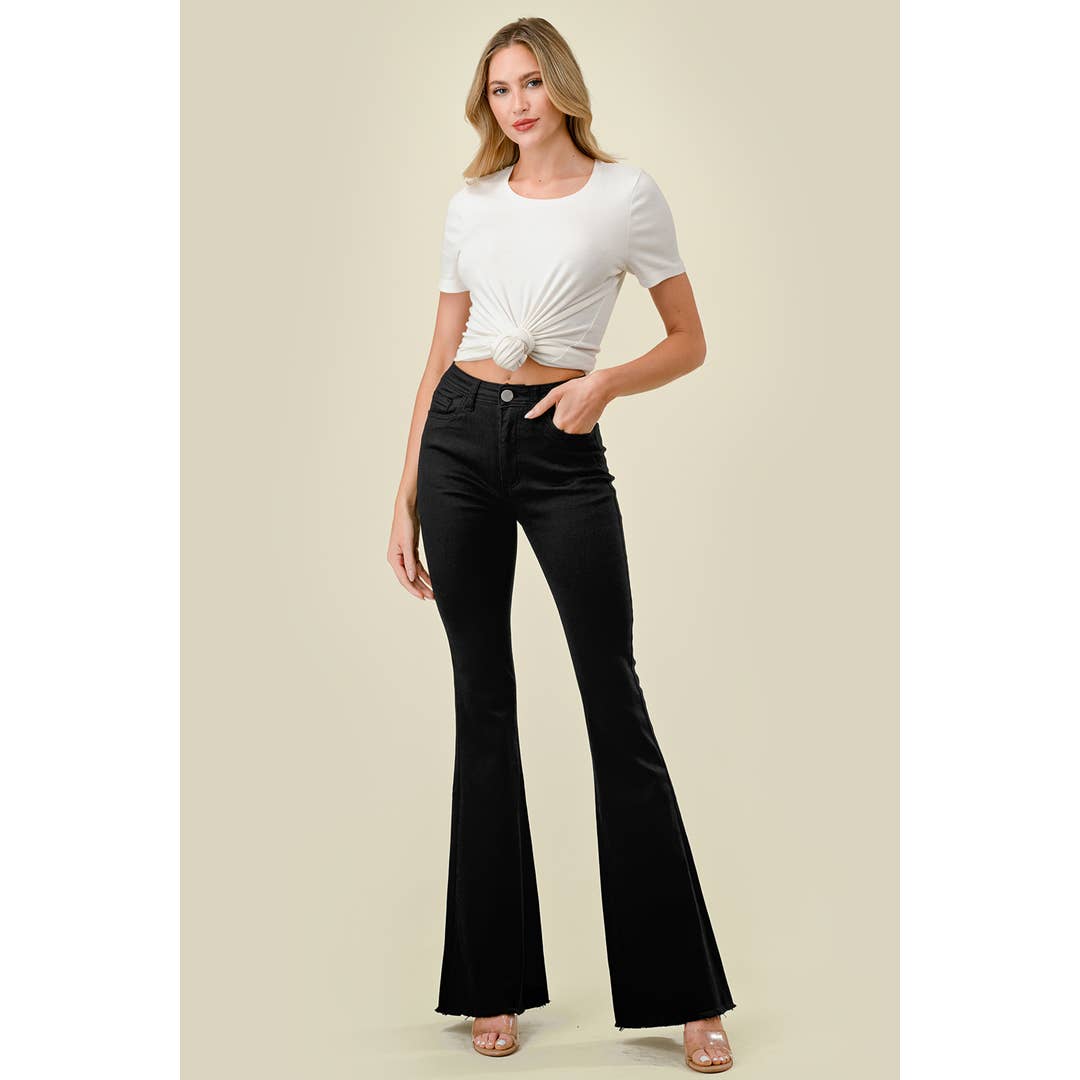 BC-500 HIGH WAISTED SUPER-STRETCH WOMEN'S COLOR FLARE JEANS for wholesale by Denim Zone U.S.A.