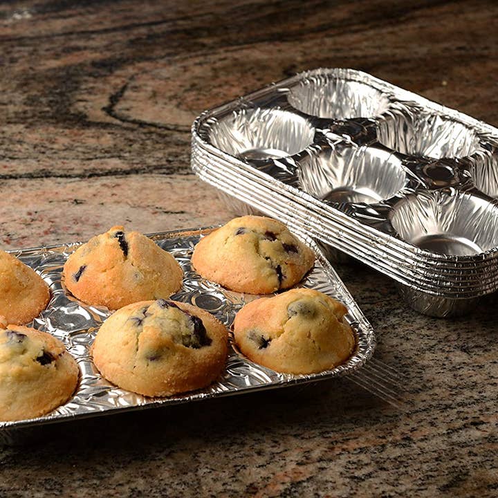 EcoQuality - Wholesale Cupcake/Muffin Pan - Aluminum 6-Cup Muffin Pan - Disposable Aluminum Cupcake Pans3