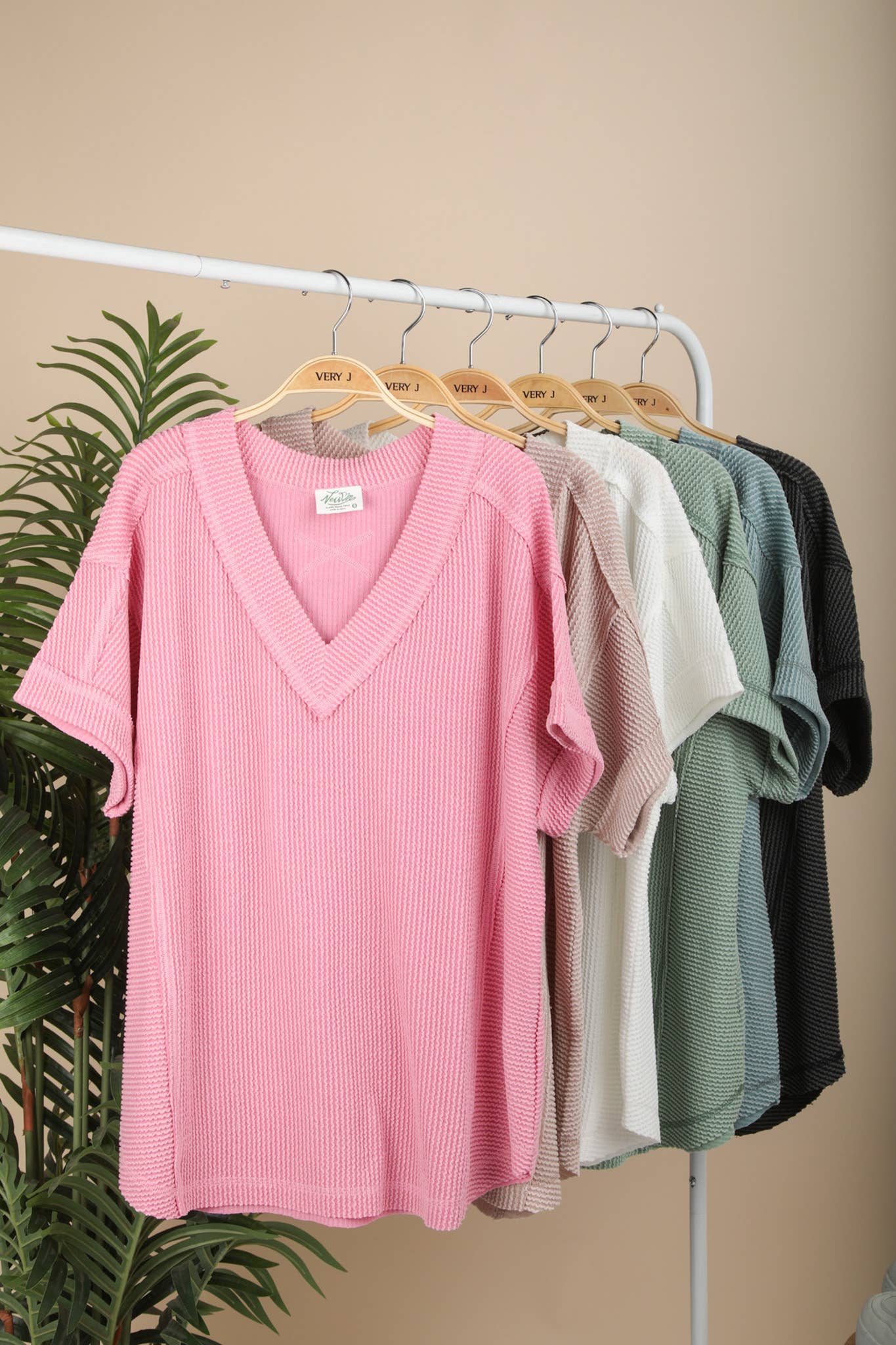 VERY J – wholesale Knit top – Women's – NT12075-Soft Two Tone Casual Comfy Ribbed Knit Top37