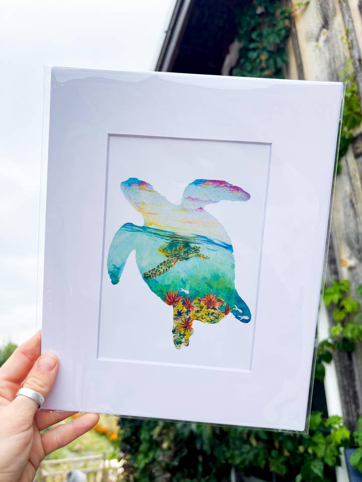 Turtle Art Print | Ocean Art Print | Watercolor Art Print for wholesale by E. Farewell Artistics
