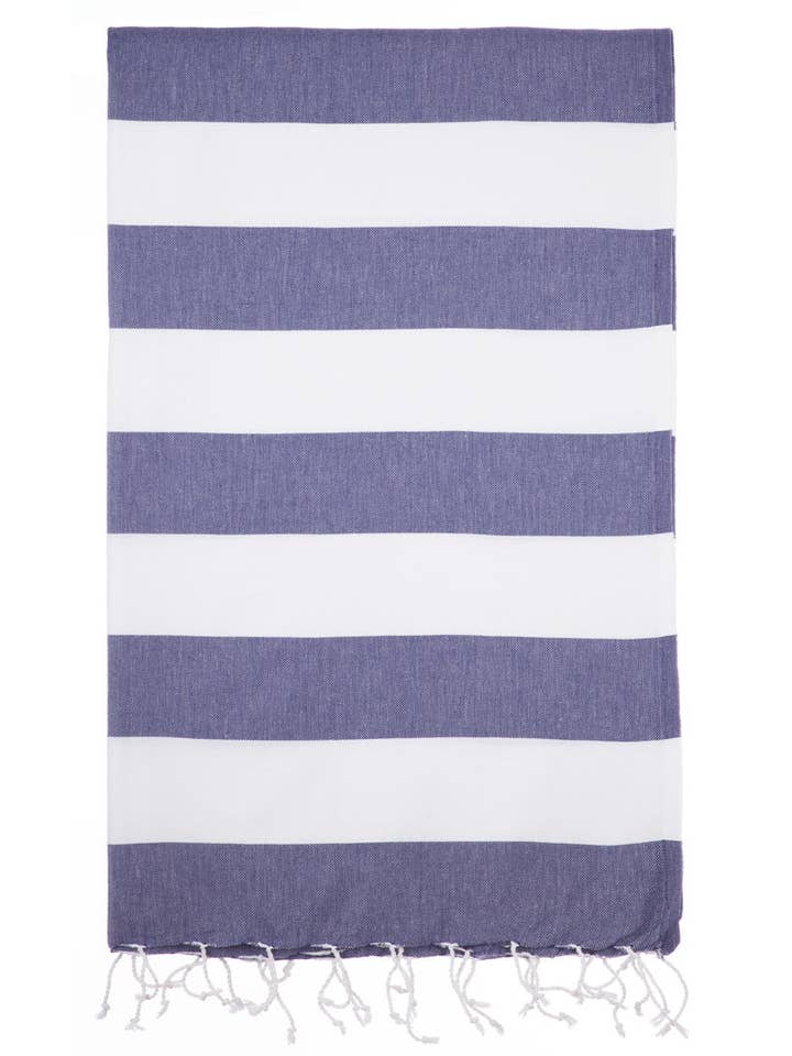 Stripe Navy Blue Turkish Towel for wholesale by Turkish Towel Co