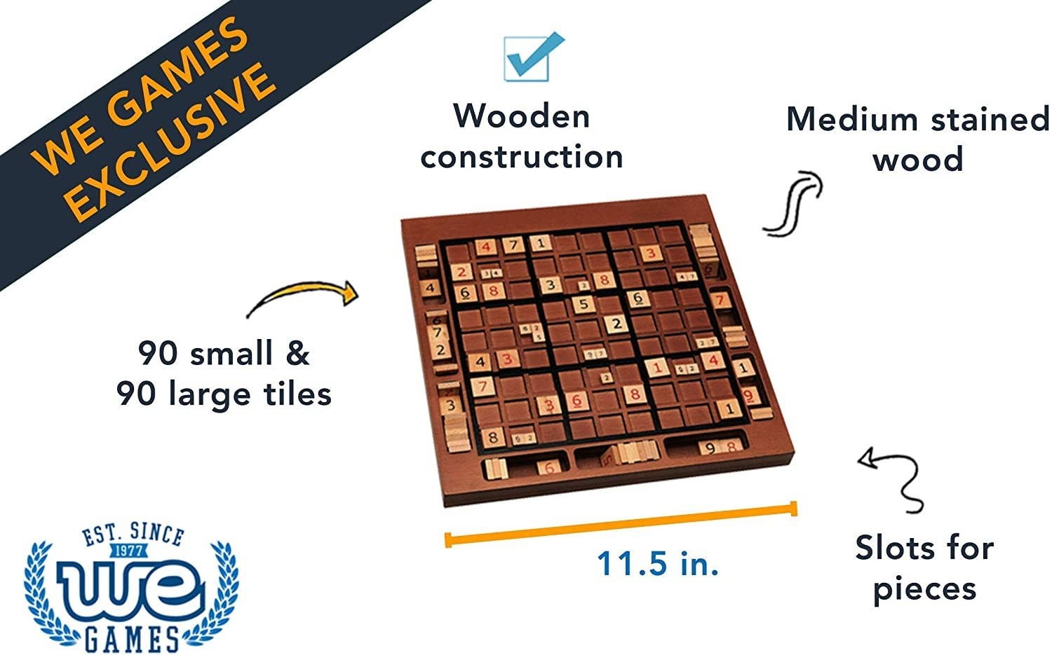 Wood Expressions - Wholesale Board Game - Wooden Sudoku Board in Walnut Stain - 11.5 in.2