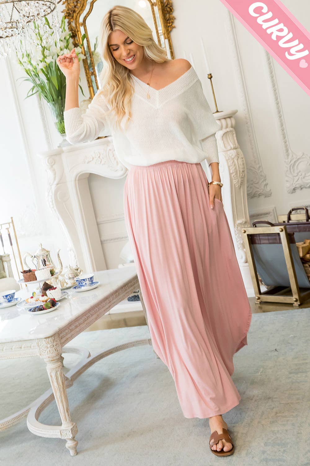 Sweet Lovely by Jen - Wholesale Skirt - Women's - PLUS SIZE KNIT JERSEY MAXI SKIRT43