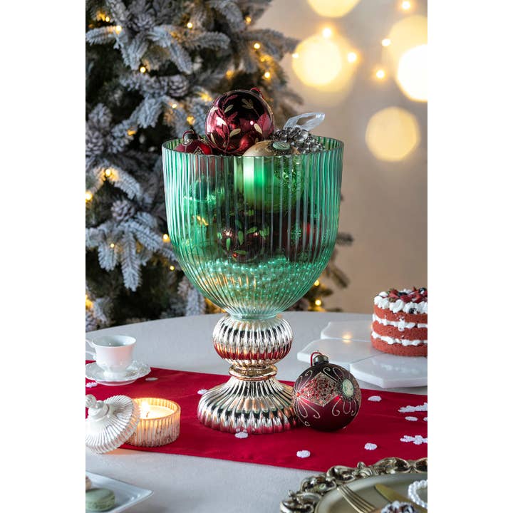 A&B Home Group Inc. - Wholesale Vase - D10.2x16" Emerald Fluted Elegance Glass Vase - Green3