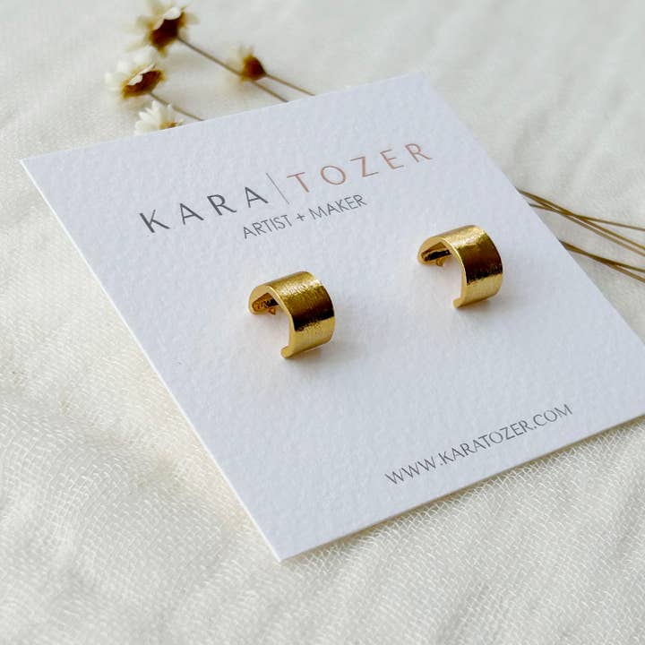 Mini Gold Textured Half Hoops for wholesale by KARA | TOZER