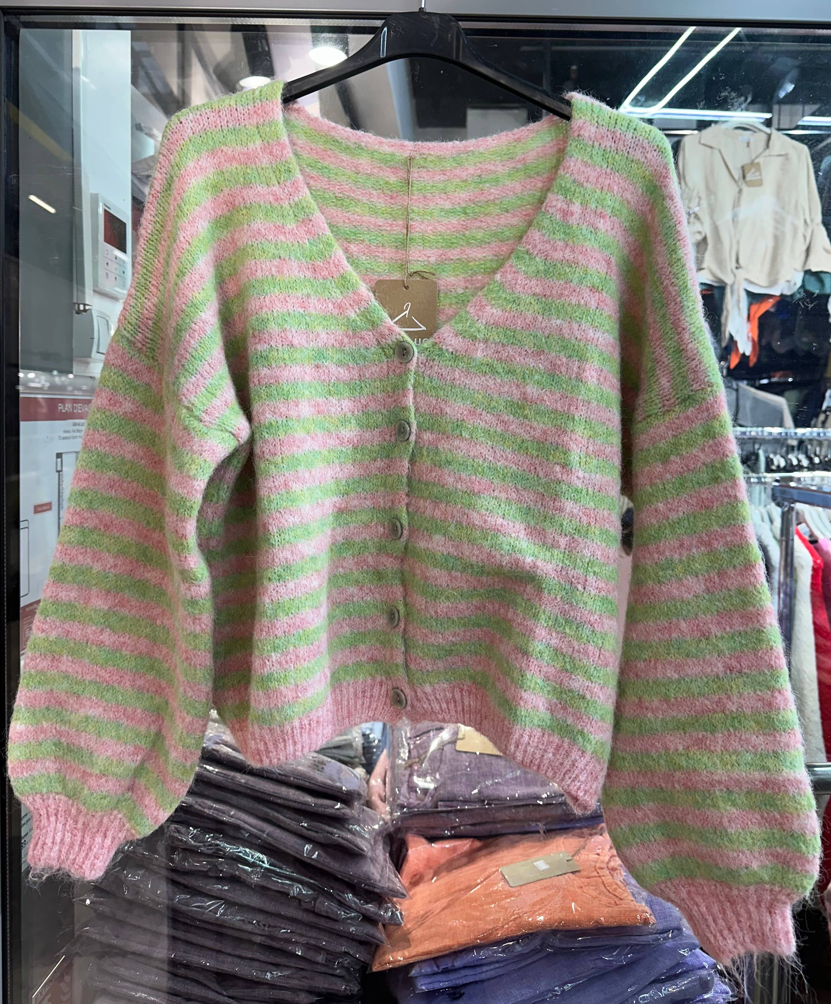 LÉA & LUC - Wholesale Cardigan - Women's - Striped cardigan REF. 5106219