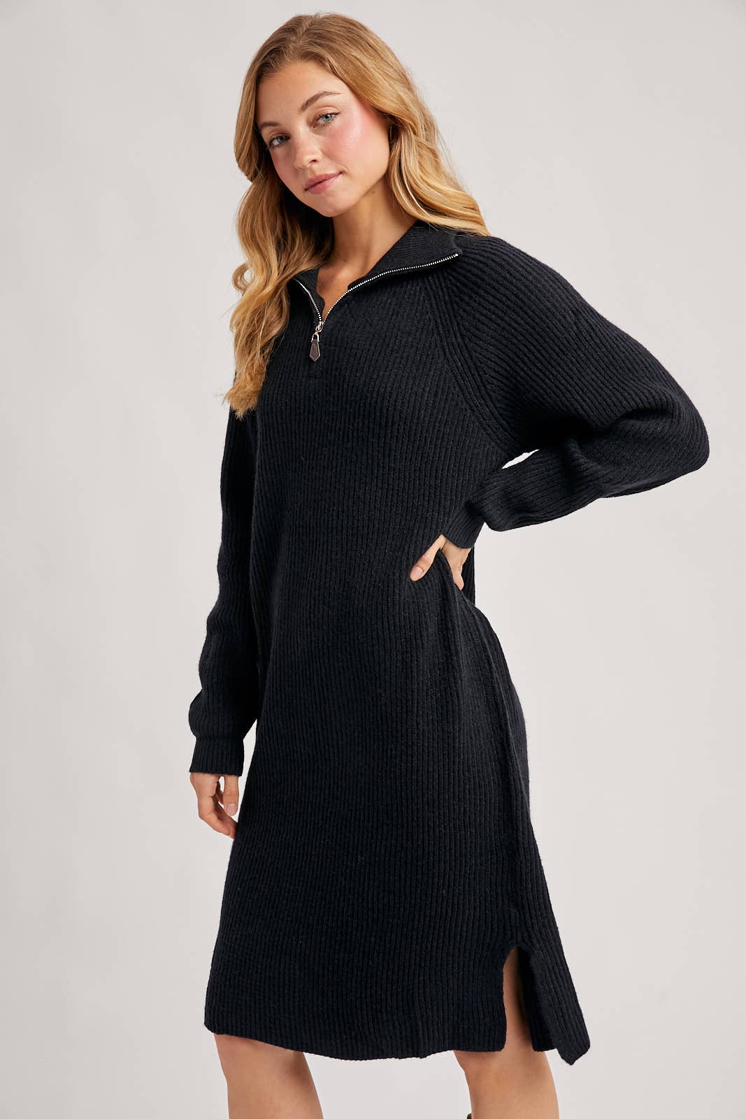 Bluivy - Wholesale Dress - Women's - QUARTER ZIP SWEATER DRESS26