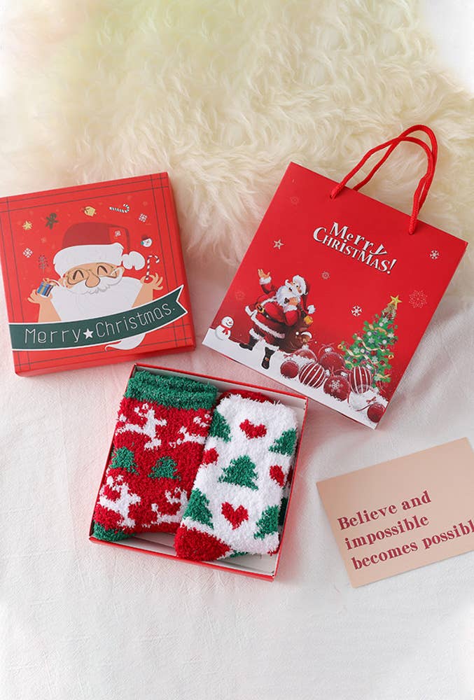 UNISHE - Wholesale Socks - Women's - Christmas Coral Fleece Mid Calf Socks ZK2800