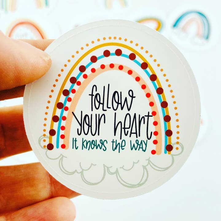 Boho Rainbow, Follow Your Heart- Vinyl Decal, Sticker for wholesale by Positively Handwritten