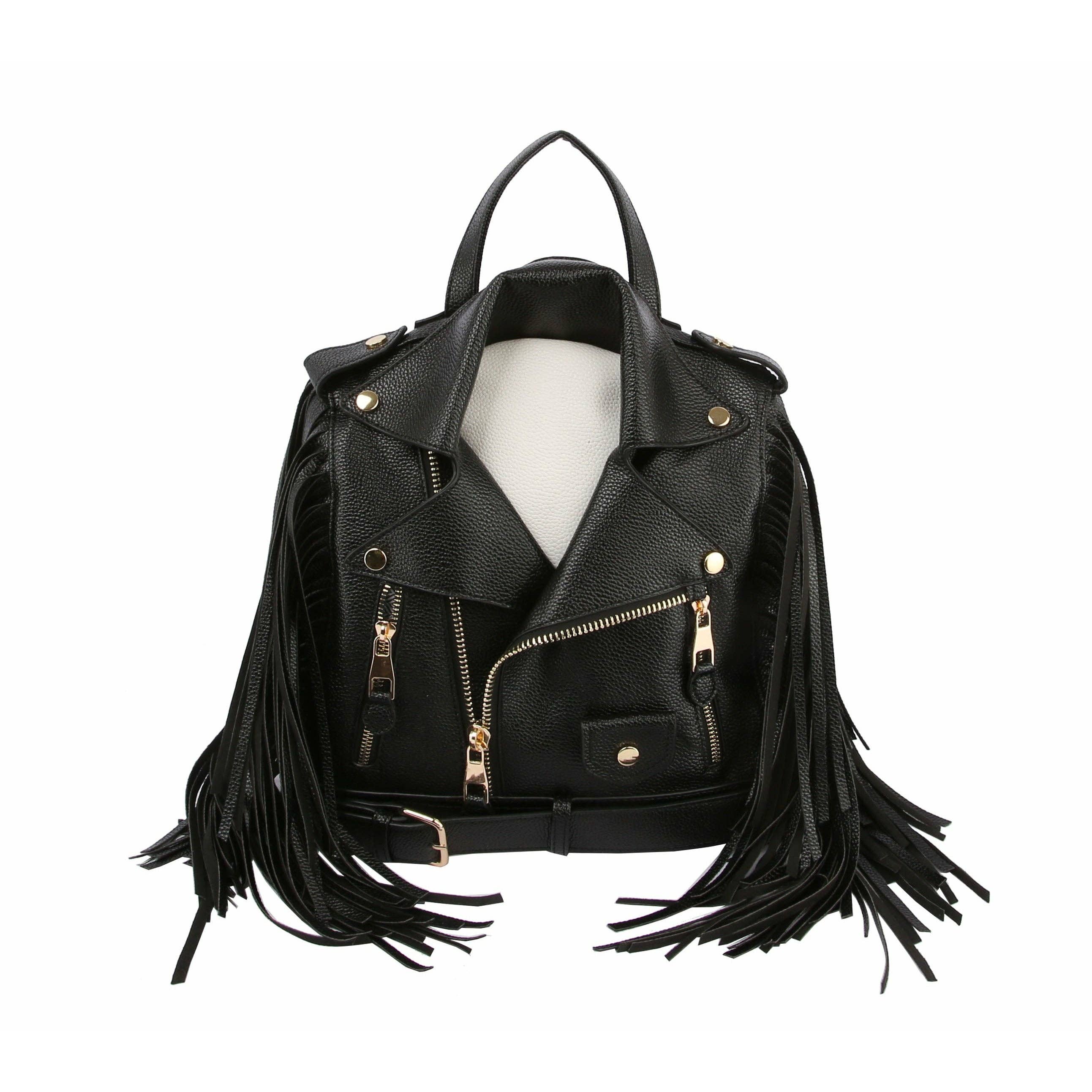 Handbag Factory Corp - Wholesale Backpack - Women's - Fringe Motorcycle Jacket Backpack Handbag5