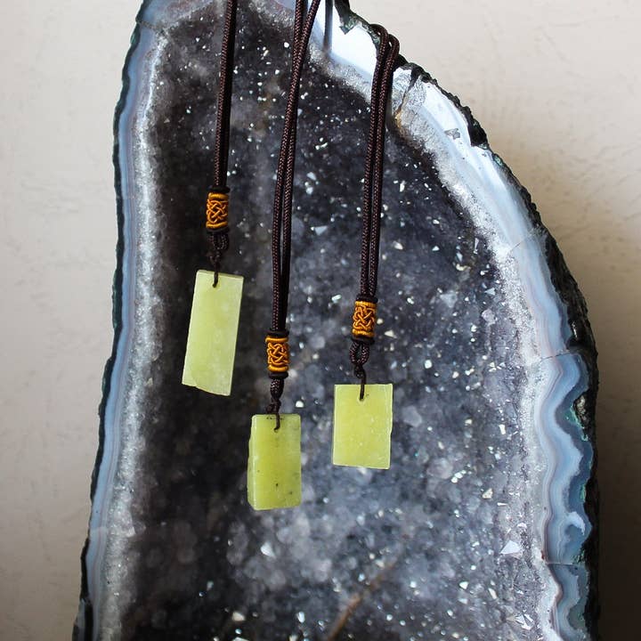 Serpentine Raw Slice Necklace (Crystals & Stones) for wholesale by Pebble House