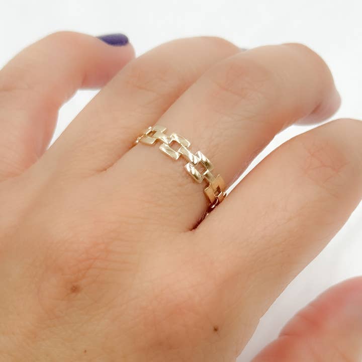 RAZ01580. 14k Solid Gold Chain Ring for wholesale by Tresor Jewelry Inc.