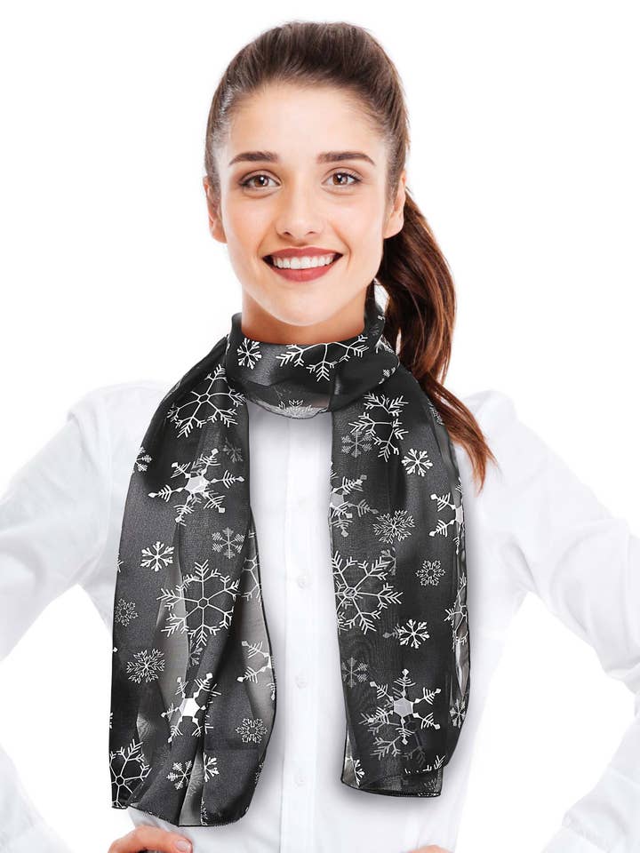 Snowflakes Christmas Scarf - Silky Feeling Scarf for wholesale by Cube Enterprise