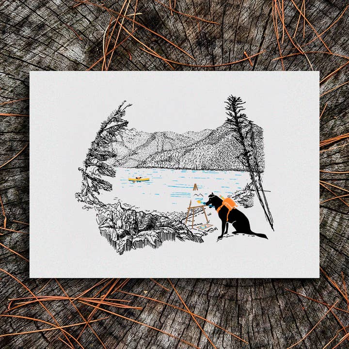 Soijen Illustrations - Wholesale Art Print - Plein Air Painting Pup Art Print