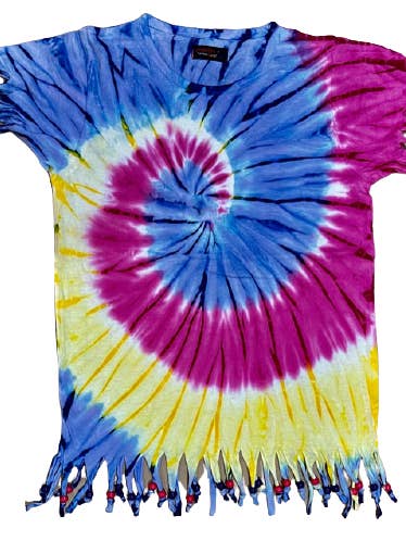 Estilo # TD – 482 T-shirt com Franjas e Tie Dye para Meninas por atacado de Jasper Fashion
