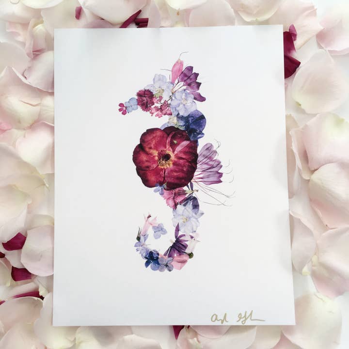 Søhestetryk | Presset blomsterkunst for engroshandel hos Oxeye Floral Co.