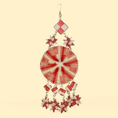 Brincos Chapéu Vermelho & Branco por atacado de Moosepablos, Inc.