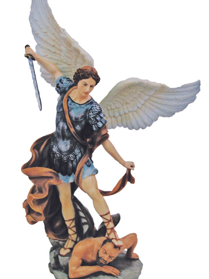 St. Michael Statue in Full Color 14.5" for wholesale by Goldscheider of Vienna