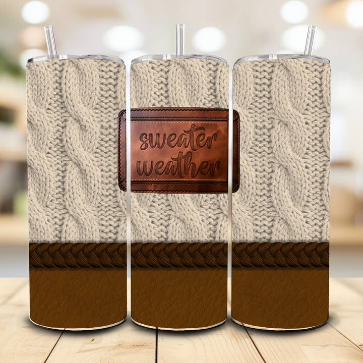 Sweater Weather Tumbler, 20 oz. Stainless Steel for wholesale by Stencil Art Canada