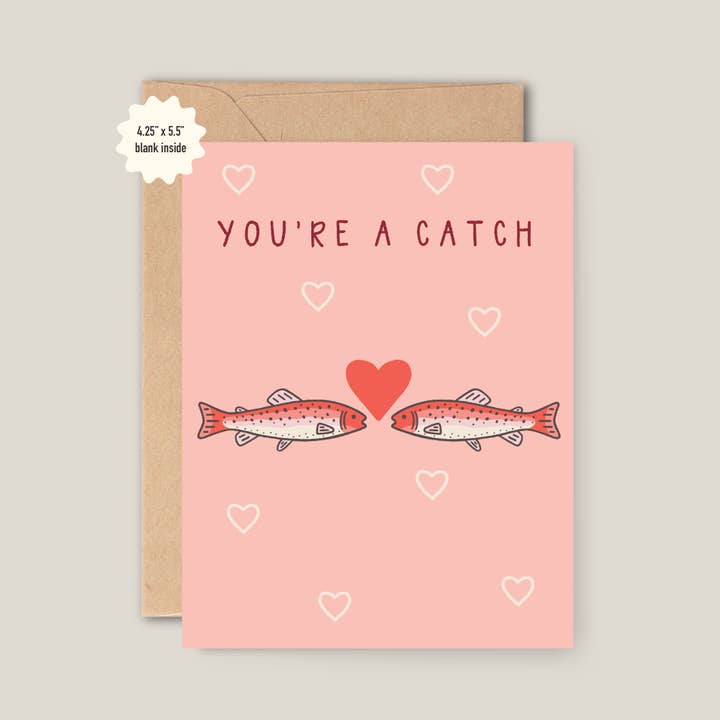 You're a Catch Valentine's Day Card for wholesale by Bri Kuffell Art